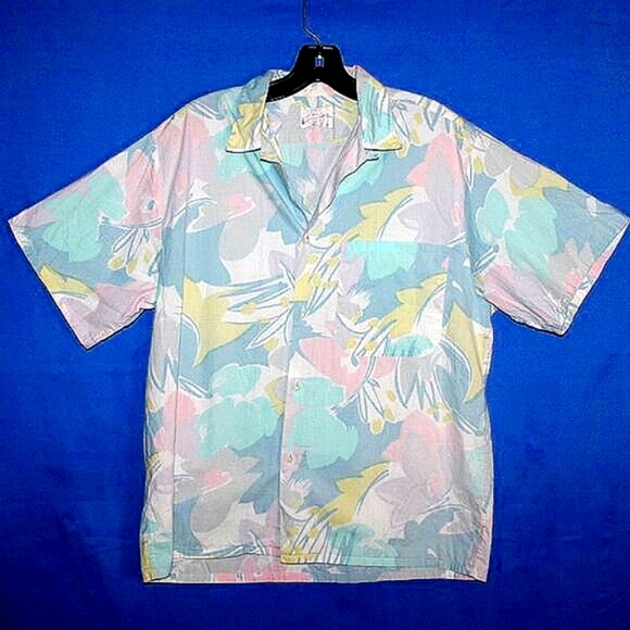 Vintage Bonhomme America Collection Hawaiian Shirt - Men's Size M - Pastel Flora